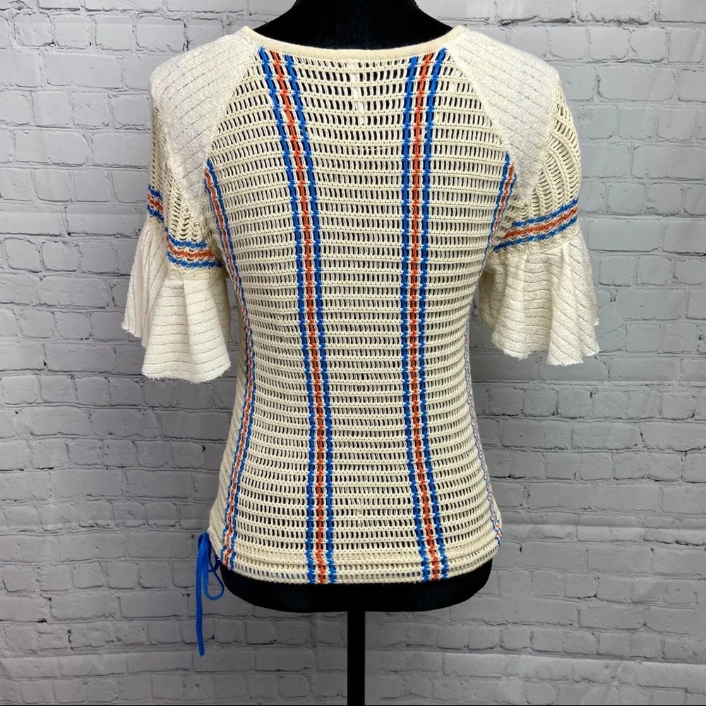 Free People Ruffle Sleeve Knit Top